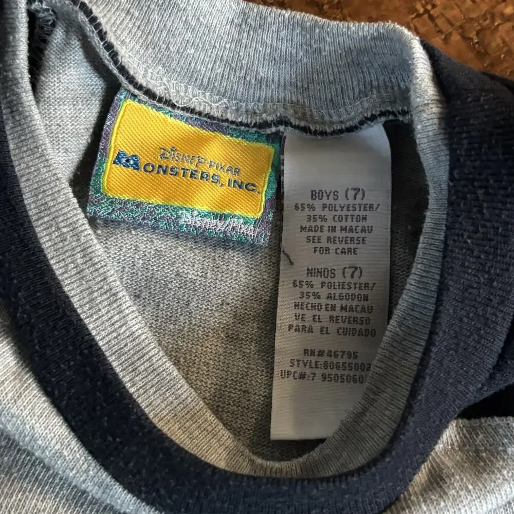 Vintage Y2K Polar Monsters Inc Mike Wazowski Raglan Long Sleeve Shirt Kids Sz 7